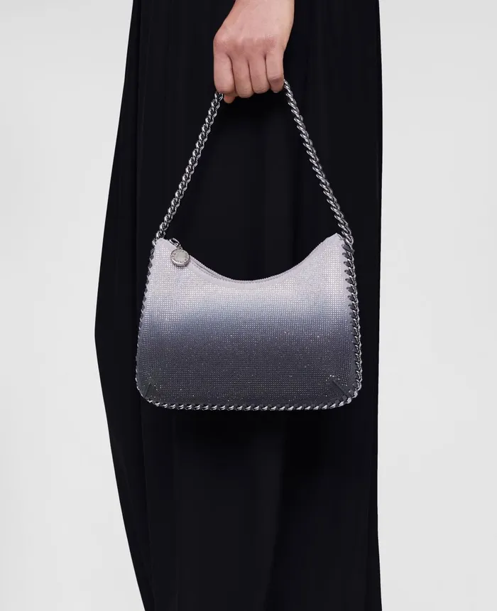 Stella McCartney Falabella Zip Crystal Gradient Mini Shoulder Bag Light Gray Women Mini Bags And Clutches Stella McCartney Falabella Zip Crystal Gradient Mini Shoulder Bag Light Gray Women Mini Bags And Clutches