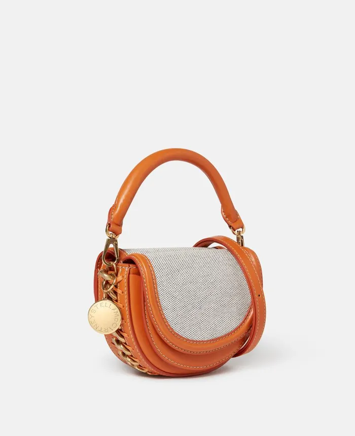 Stella McCartney Frayme Cotton Canvas Double Flap Shoulder Bag Black Women Frayme Bag Stella McCartney Frayme Cotton Canvas Double Flap Shoulder Bag Black Women Frayme Bag