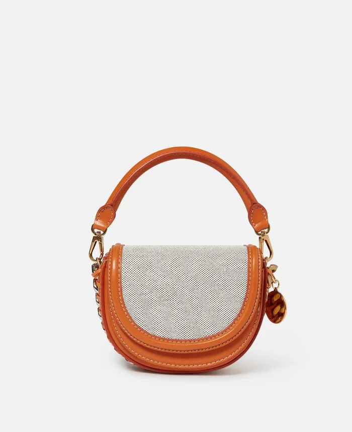Stella McCartney Frayme Cotton Canvas Double Flap Shoulder Bag Black Women Frayme Bag Stella McCartney Frayme Cotton Canvas Double Flap Shoulder Bag Black Women Frayme Bag