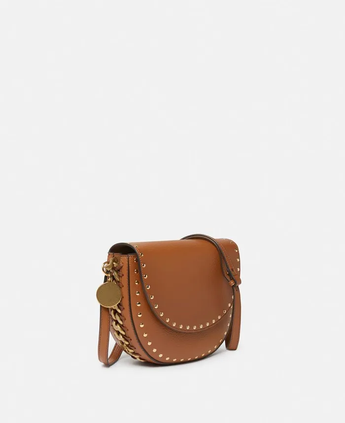 Stella McCartney Frayme Grainy Studded Medium Flap Shoulder Bag Pecan Women Frayme Bag Stella McCartney Frayme Grainy Studded Medium Flap Shoulder Bag Pecan Women Frayme Bag