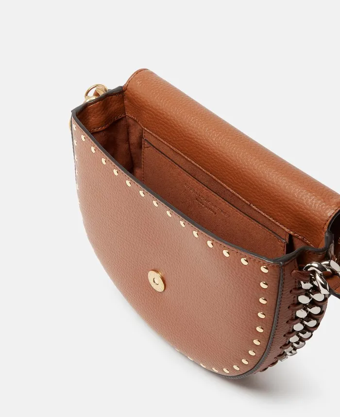 Stella McCartney Frayme Grainy Studded Medium Flap Shoulder Bag Pecan Women Frayme Bag Stella McCartney Frayme Grainy Studded Medium Flap Shoulder Bag Pecan Women Frayme Bag