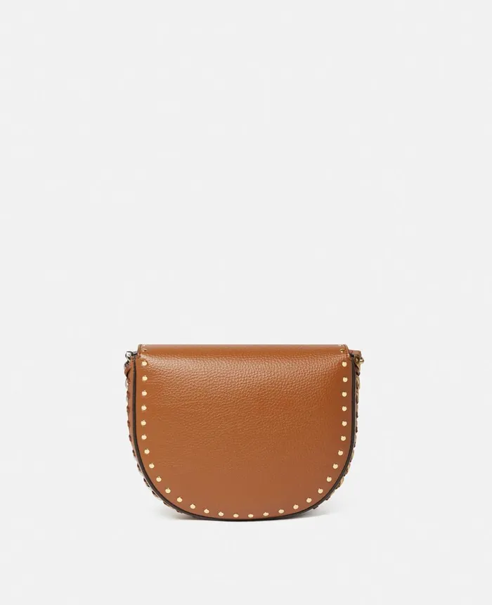 Stella McCartney Frayme Grainy Studded Medium Flap Shoulder Bag Pecan Women Frayme Bag Stella McCartney Frayme Grainy Studded Medium Flap Shoulder Bag Pecan Women Frayme Bag