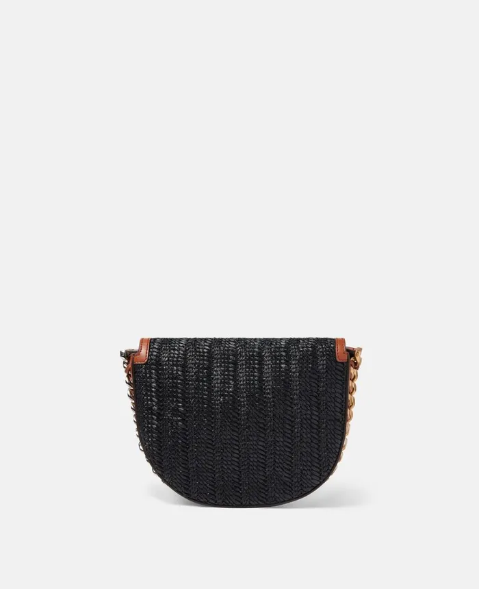 Stella McCartney Frayme Woven Raffia Medium Flap Shoulder Bag Black Women Frayme Bag Stella McCartney Frayme Woven Raffia Medium Flap Shoulder Bag Black Women Frayme Bag