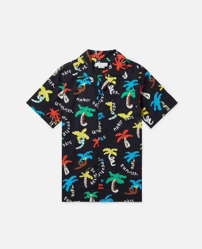 Stella McCartney Good Vibes Palm Print Shirt Black Multicolour Kids TShirts And Sweatshirt Stella McCartney Good Vibes Palm Print Shirt Black Multicolour Kids TShirts And Sweatshirt