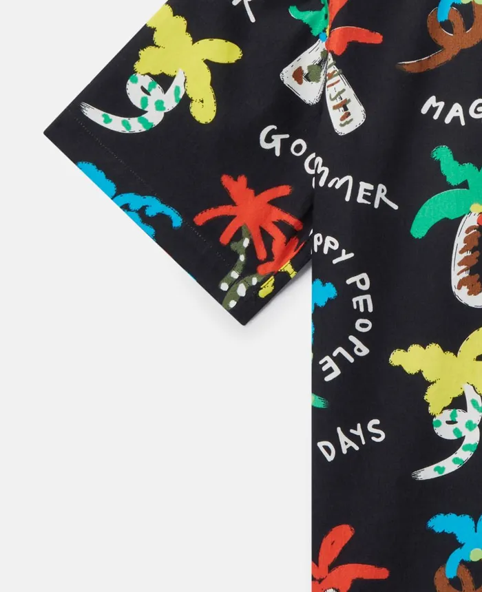 Stella McCartney Good Vibes Palm Print Shirt Black Multicolour Kids TShirts And Sweatshirt Stella McCartney Good Vibes Palm Print Shirt Black Multicolour Kids TShirts And Sweatshirt