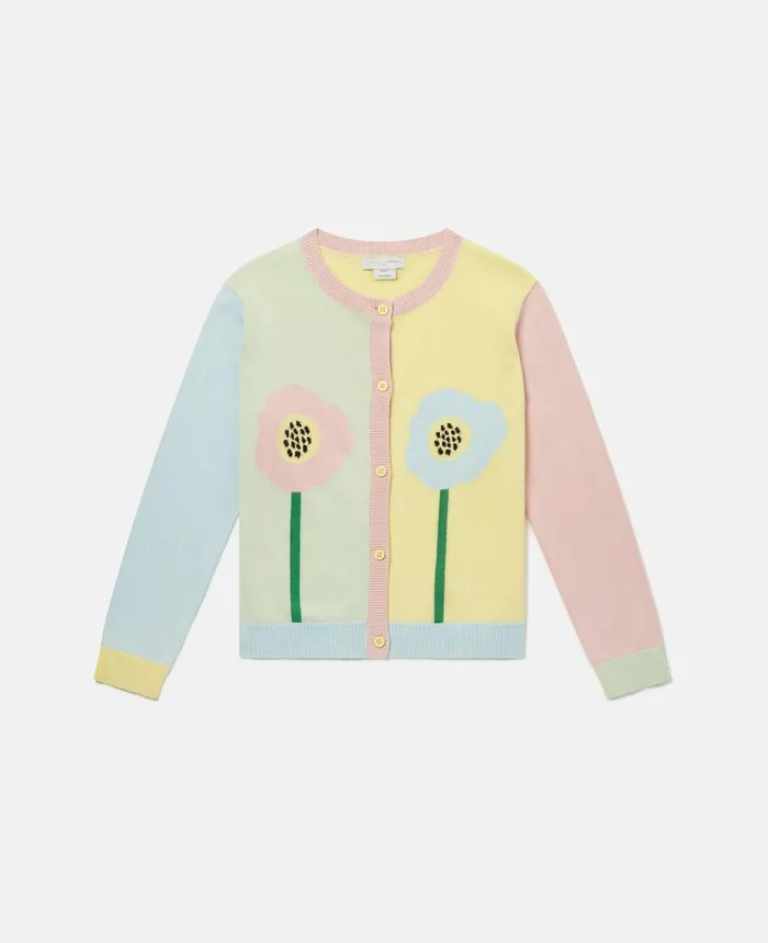 Stella McCartney Graphic Flower Intarsia Knit Cardigan Multicolour Kids Sweaters and Cardigans Stella McCartney Graphic Flower Intarsia Knit Cardigan Multicolour Kids Sweaters and Cardigans