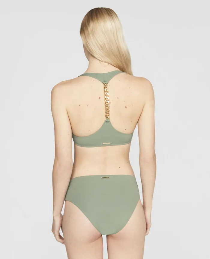 Stella McCartney Iconic Chain Padded Bikini Top Khaki Women Swimwear