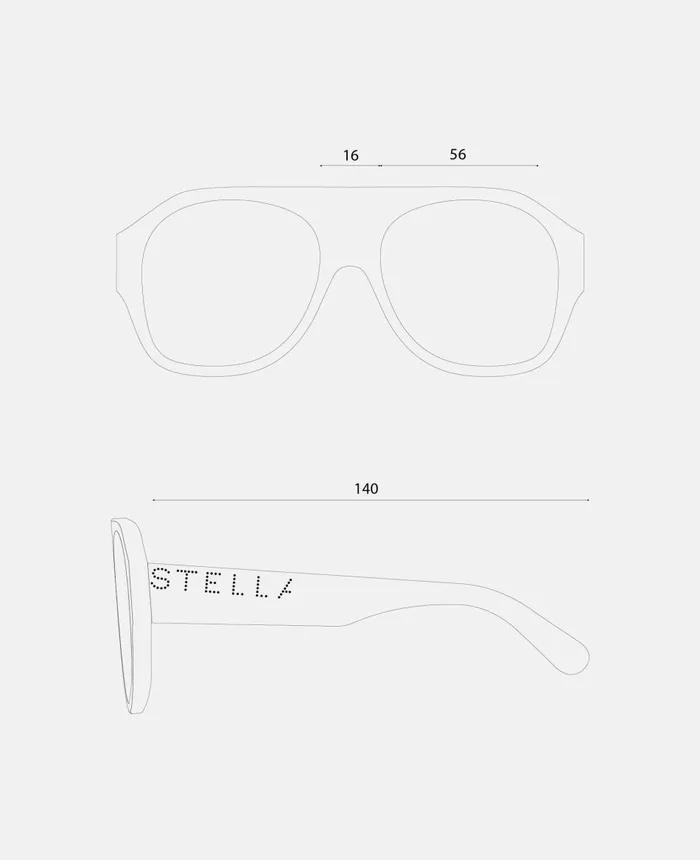 Stella McCartney Logo Chunky Aviator Sunglasses Shiny Black Women Sunglasses Stella McCartney Logo Chunky Aviator Sunglasses Shiny Black Women Sunglasses
