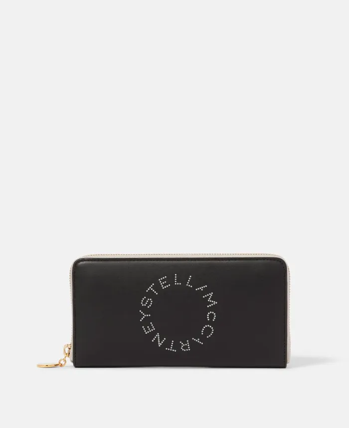 Stella McCartney Logo Continental Wallet Black Women Long Wallets