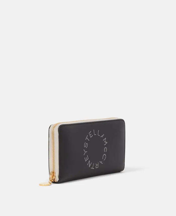 Stella McCartney Logo Continental Wallet Black Women Long Wallets