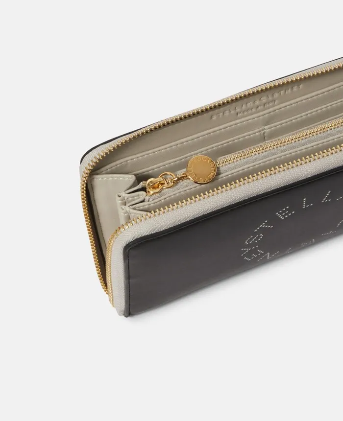 Stella McCartney Logo Continental Wallet Black Women Long Wallets