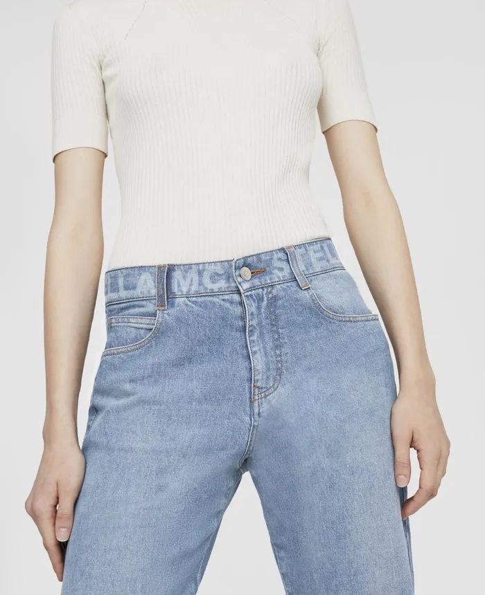 Stella McCartney Logo Slim Denim Jeans Medium Blue Women Denim