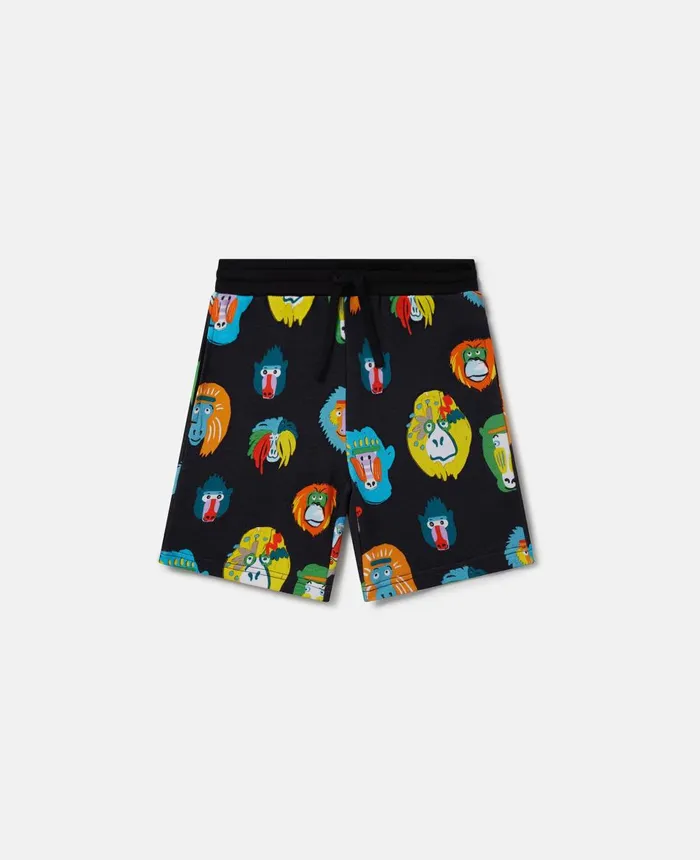 Stella McCartney Monkey Print Sweat Shorts Black Multicolour Kids Pants and Shorts Stella McCartney Monkey Print Sweat Shorts Black Multicolour Kids Pants and Shorts