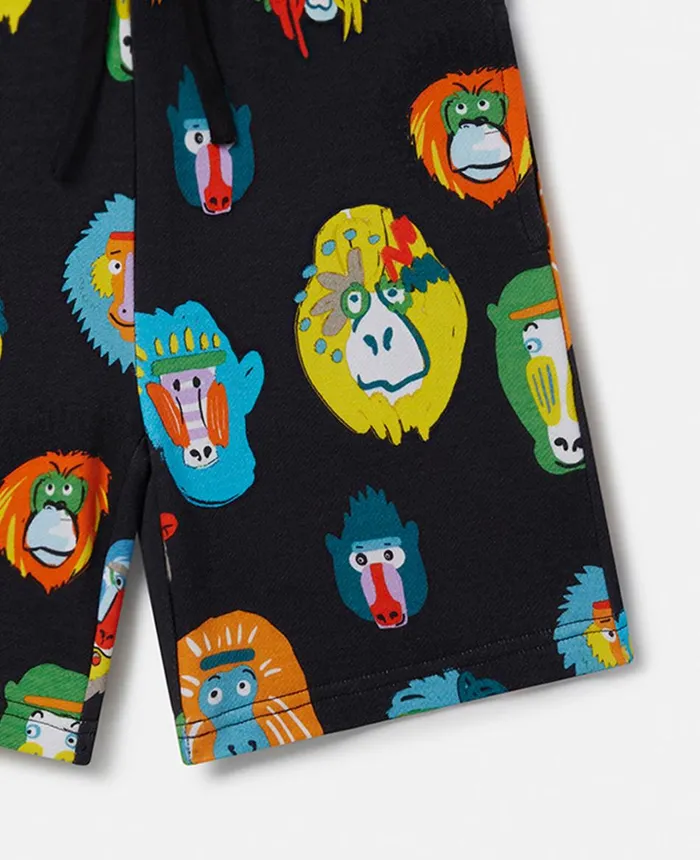 Stella McCartney Monkey Print Sweat Shorts Black Multicolour Kids Pants and Shorts Stella McCartney Monkey Print Sweat Shorts Black Multicolour Kids Pants and Shorts
