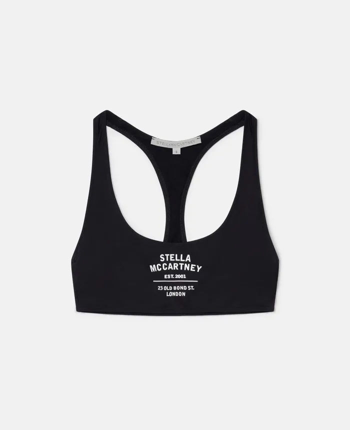 Stella McCartney Old Bond Steet 3D Logo Sports Bra Black Women Swimwear