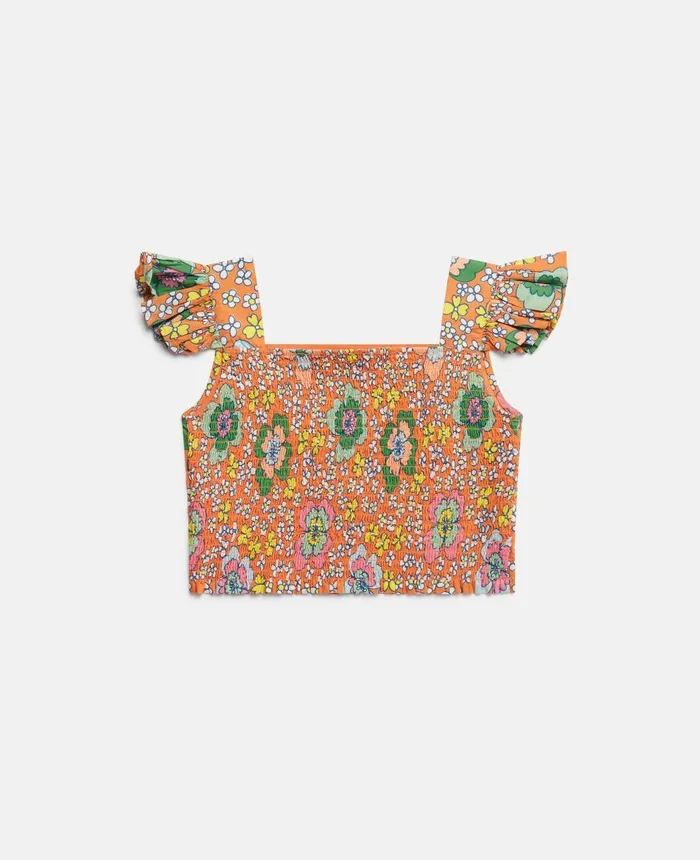 Stella McCartney Retro Flower Print Crop Top Multicolour Kids Sweaters and Cardigans Stella McCartney Retro Flower Print Crop Top Multicolour Kids Sweaters and Cardigans
