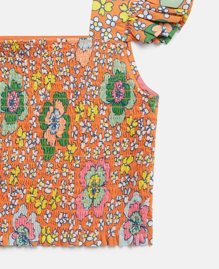 Stella McCartney Retro Flower Print Crop Top Multicolour Kids Sweaters and Cardigans Stella McCartney Retro Flower Print Crop Top Multicolour Kids Sweaters and Cardigans