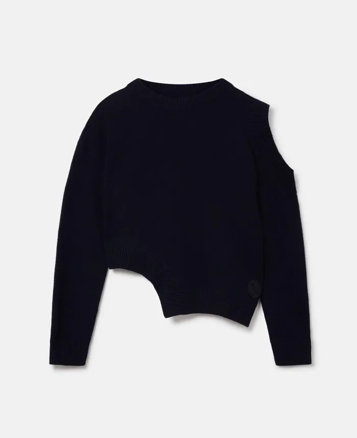 Stella McCartney SWave Regenerated Cashmere CutOut Jumper Navy Women Knitwear