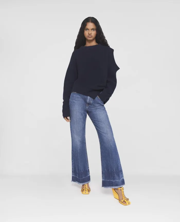 Stella McCartney SWave Regenerated Cashmere CutOut Jumper Navy Women Knitwear Stella McCartney SWave Regenerated Cashmere CutOut Jumper Navy Women Knitwear