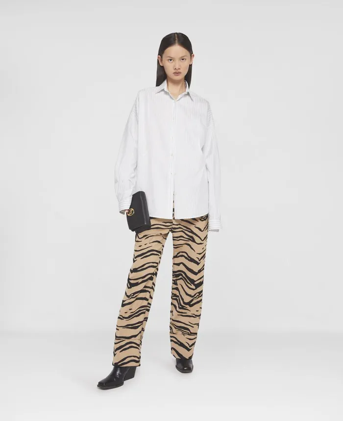 Stella McCartney SWave Striped Cotton Jacquard Shirt Dusty Blue Women Shirts And Tops Stella McCartney SWave Striped Cotton Jacquard Shirt Dusty Blue Women Shirts And Tops