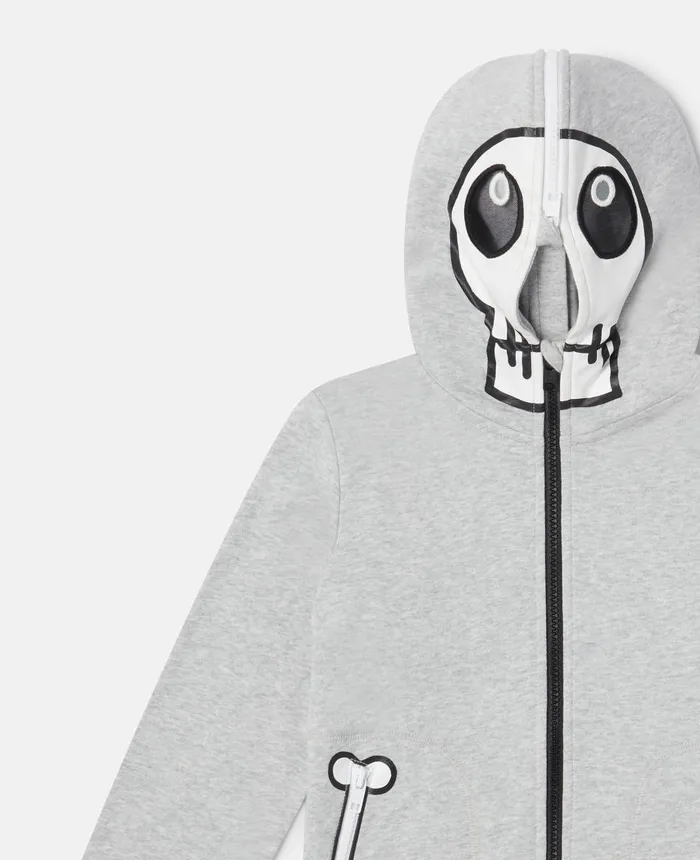 Stella McCartney Skull Bandit Zip Hoodie Grey Kids Sweaters and Cardigans
