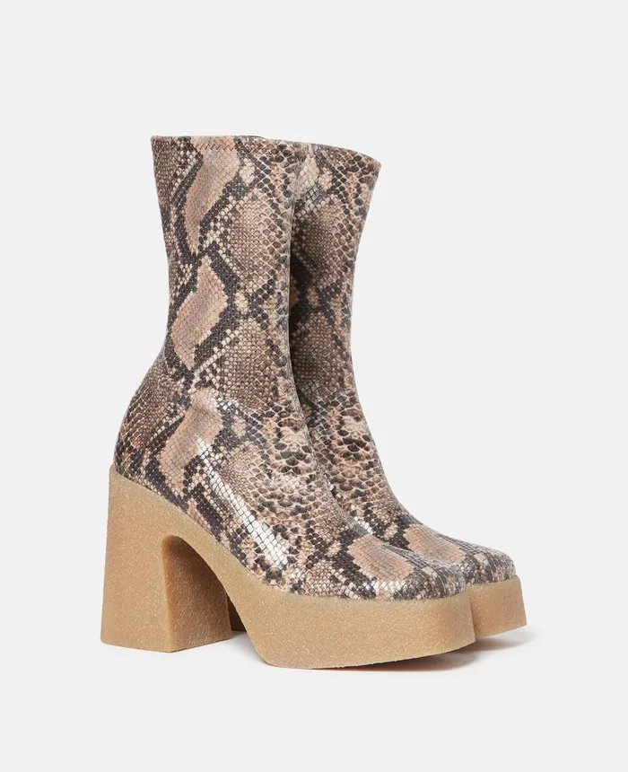 Stella McCartney Skyla Alter Python Chunky Platform Ankle Boots Coffee Women Boots Stella McCartney Skyla Alter Python Chunky Platform Ankle Boots Coffee Women Boots