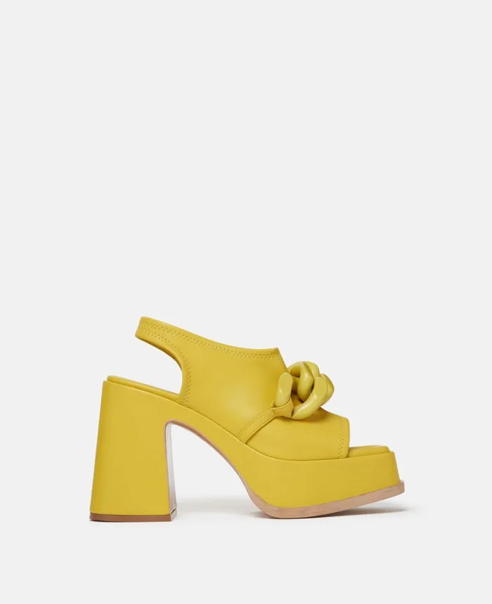 Stella McCartney Skyla Chain Platform Sandals Lime Green Women Heels