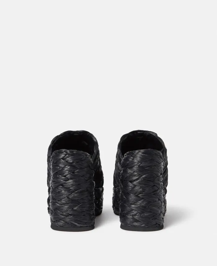 Stella McCartney Skyla Raffia Heeled Sandals Black Women Heels