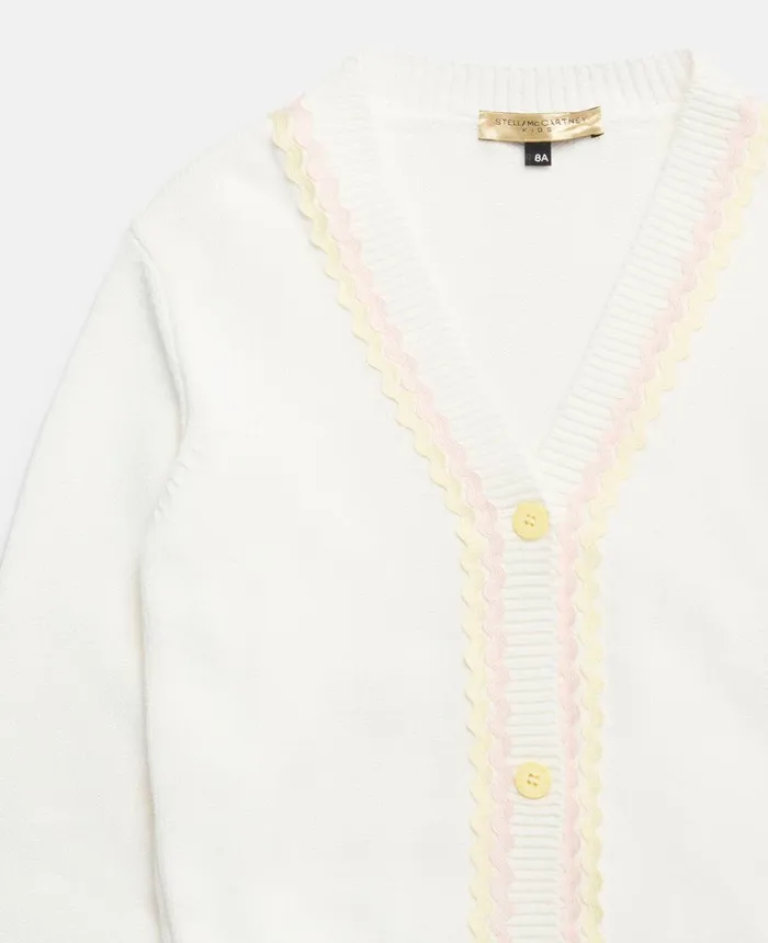 Stella McCartney Squiggle Line Embroidery Cardigan White Kids Sweaters and Cardigans Stella McCartney Squiggle Line Embroidery Cardigan White Kids Sweaters and Cardigans
