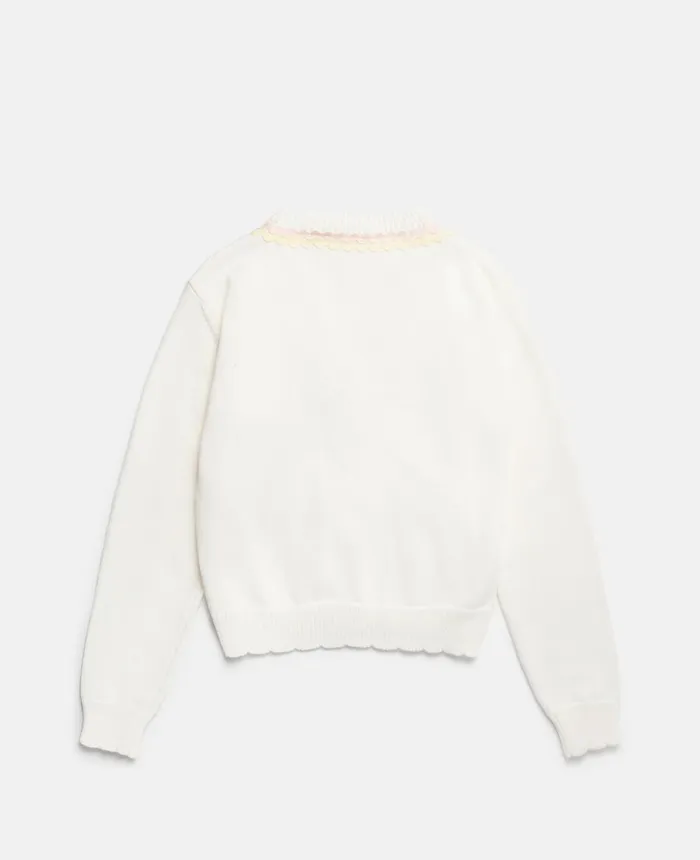 Stella McCartney Squiggle Line Embroidery Cardigan White Kids Sweaters and Cardigans Stella McCartney Squiggle Line Embroidery Cardigan White Kids Sweaters and Cardigans