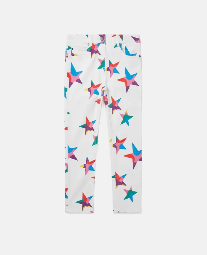 Stella McCartney Star Print Skinny Jeans White Multicolour Kids Pants and Shorts Stella McCartney Star Print Skinny Jeans White Multicolour Kids Pants and Shorts