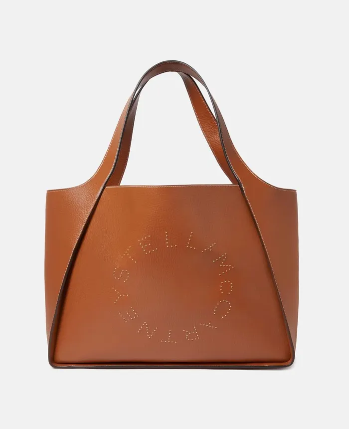 Stella McCartney Stella Logo Grainy Studded Tote Bag Pecan Women Logo Bag