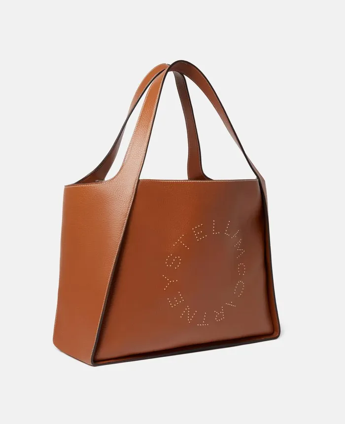 Stella McCartney Stella Logo Grainy Studded Tote Bag Pecan Women Logo Bag