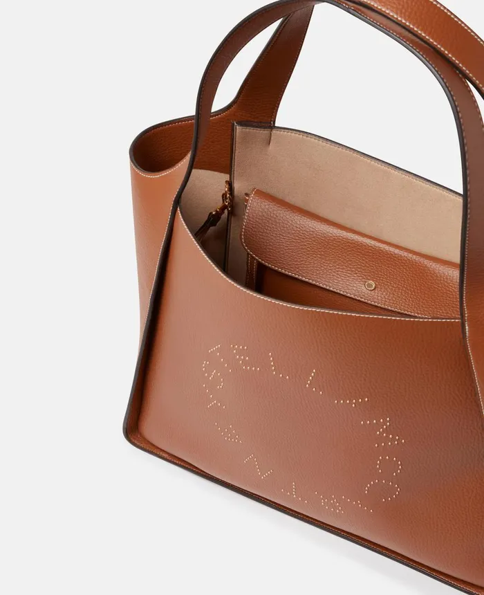 Stella McCartney Stella Logo Grainy Studded Tote Bag Pecan Women Logo Bag