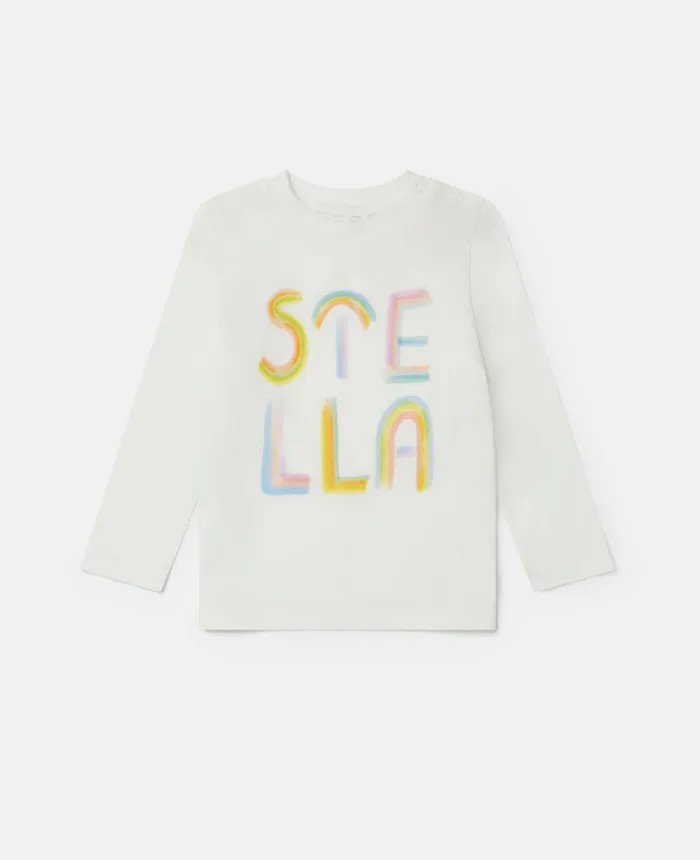 Stella McCartney Stella Logo Rainbow Long Sleeve TShirt Multicolour Kids Baby Girls Stella McCartney Stella Logo Rainbow Long Sleeve TShirt Multicolour Kids Baby Girls