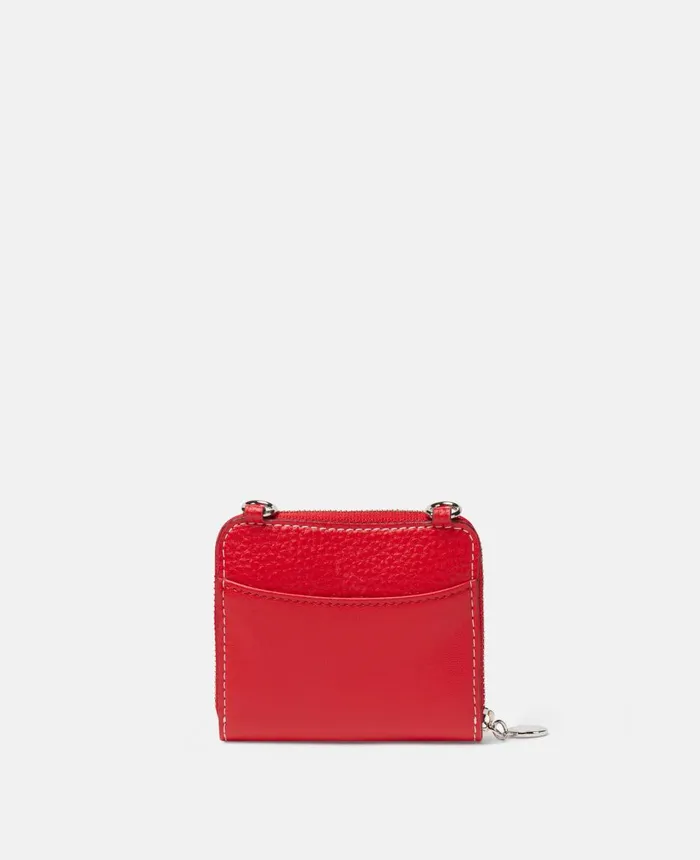 Stella McCartney Stella Logo Zipped Strap Cardholder Bright Red Women Strap Wallets Stella McCartney Stella Logo Zipped Strap Cardholder Bright Red Women Strap Wallets