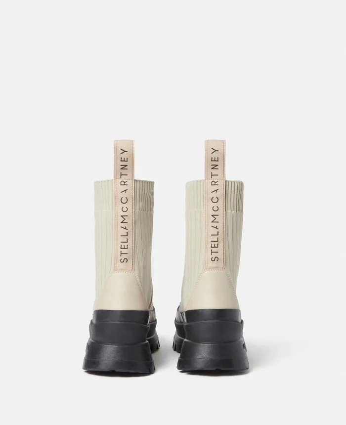 Stella McCartney Trace LaceUp Biker Boots Beige Women Boots