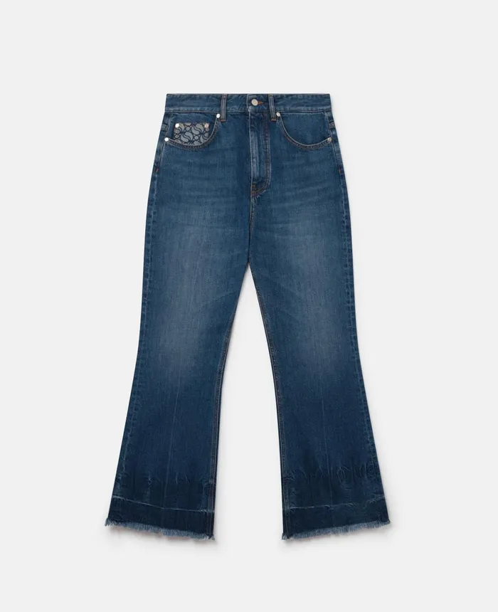 Stella McCartney Vintage Wash Cropped KickFlare Jeans Vintage Dark Women Denim Stella McCartney Vintage Wash Cropped KickFlare Jeans Vintage Dark Women Denim