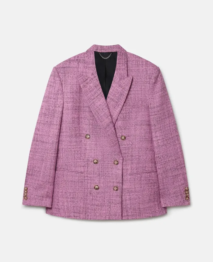 Stella McCartney Wool Mouline Oversized DoubleBreasted Blazer Pink Women Tailoring
