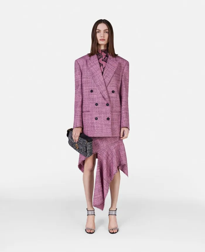 Stella McCartney Wool Mouline Oversized DoubleBreasted Blazer Pink Women Tailoring Stella McCartney Wool Mouline Oversized DoubleBreasted Blazer Pink Women Tailoring