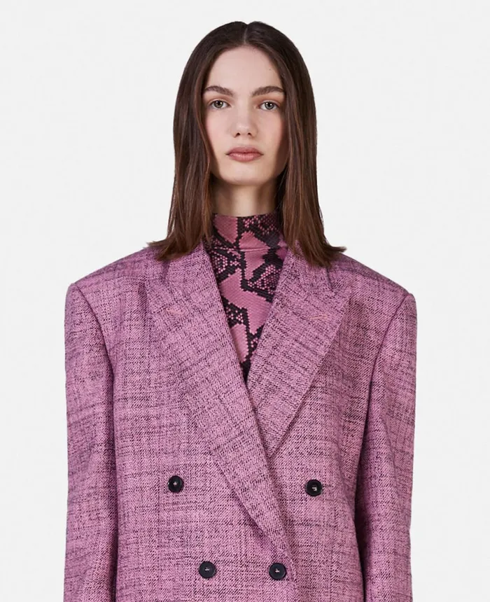 Stella McCartney Wool Mouline Oversized DoubleBreasted Blazer Pink Women Tailoring Stella McCartney Wool Mouline Oversized DoubleBreasted Blazer Pink Women Tailoring