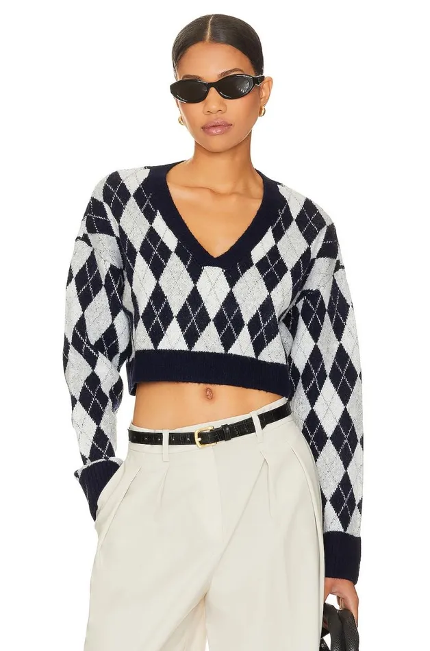 Steph Argyle Sweater Navy and Grey Women Lovers and Friends Sweaters and Knits Steph Argyle Sweater Navy and Grey Women Lovers and Friends Sweaters and Knits