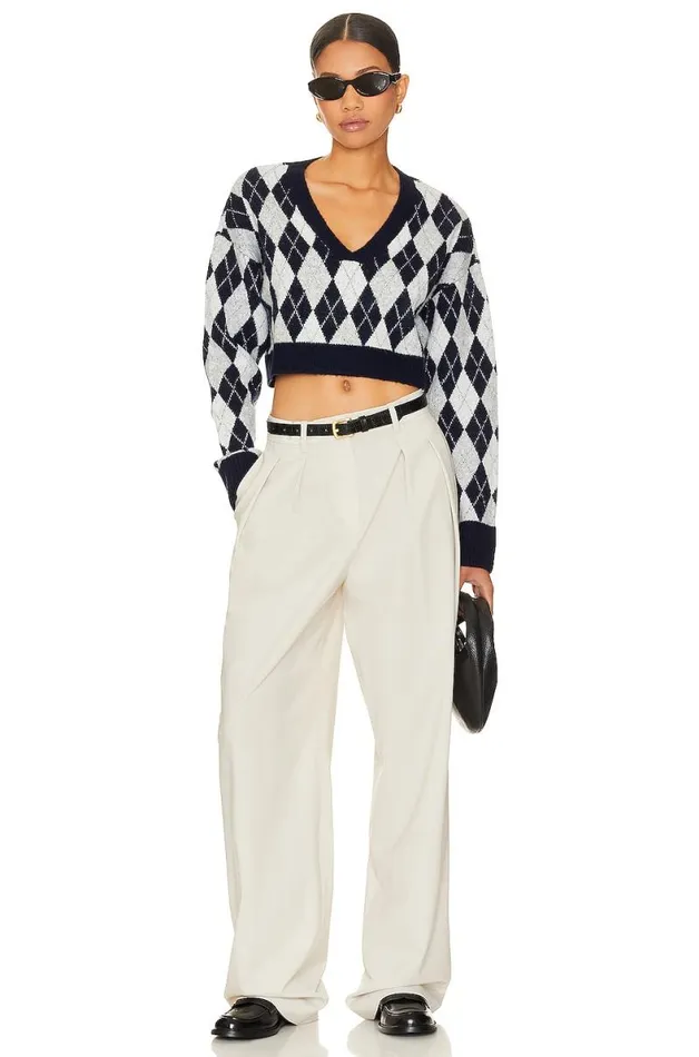 Steph Argyle Sweater Navy and Grey Women Lovers and Friends Sweaters and Knits