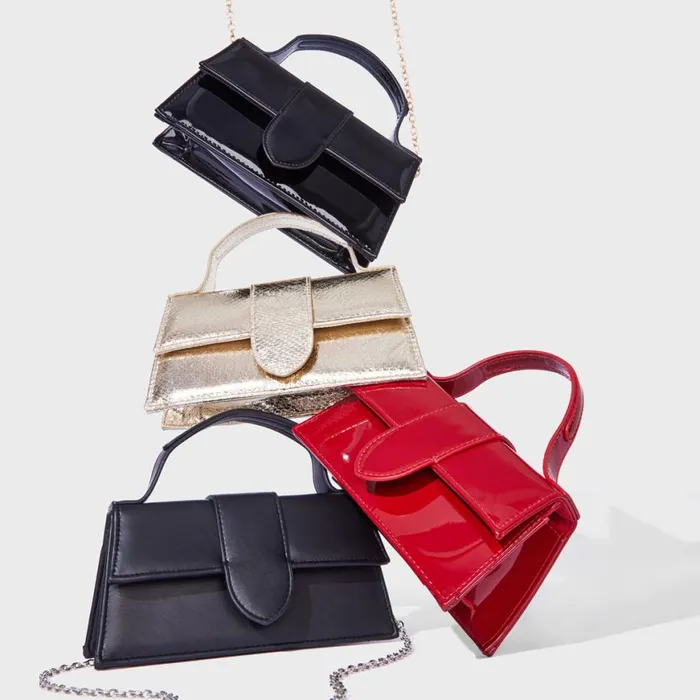 Steve Madden Barlan Black Patent Womens Mini Bags