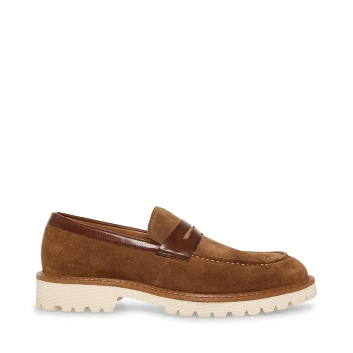 Steve Madden Bentin Tobacco Suede Mens Loafers