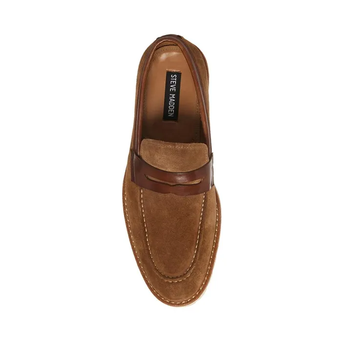 Steve Madden Bentin Tobacco Suede Mens Loafers