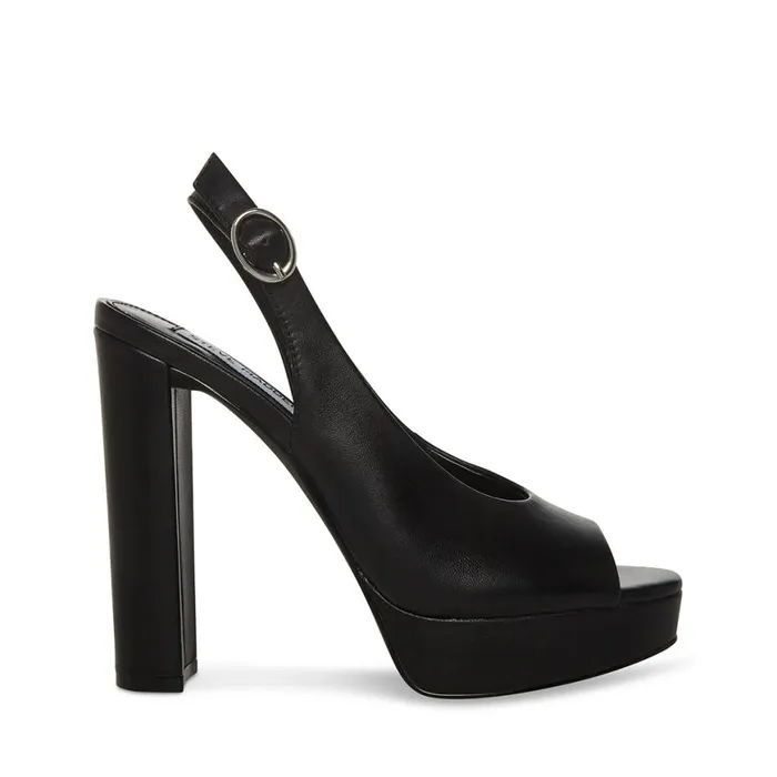 Steve Madden Booker Black Leather Womens Heels