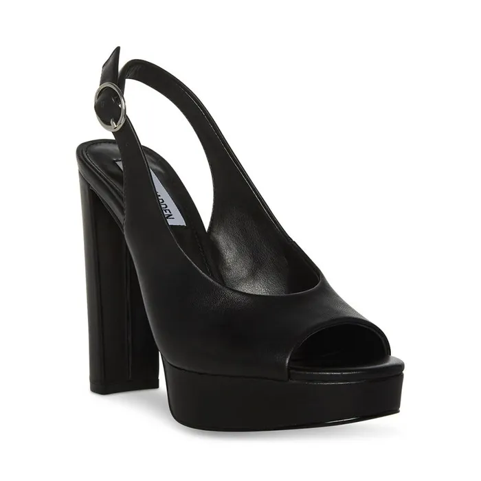 Steve Madden Booker Black Leather Womens Heels