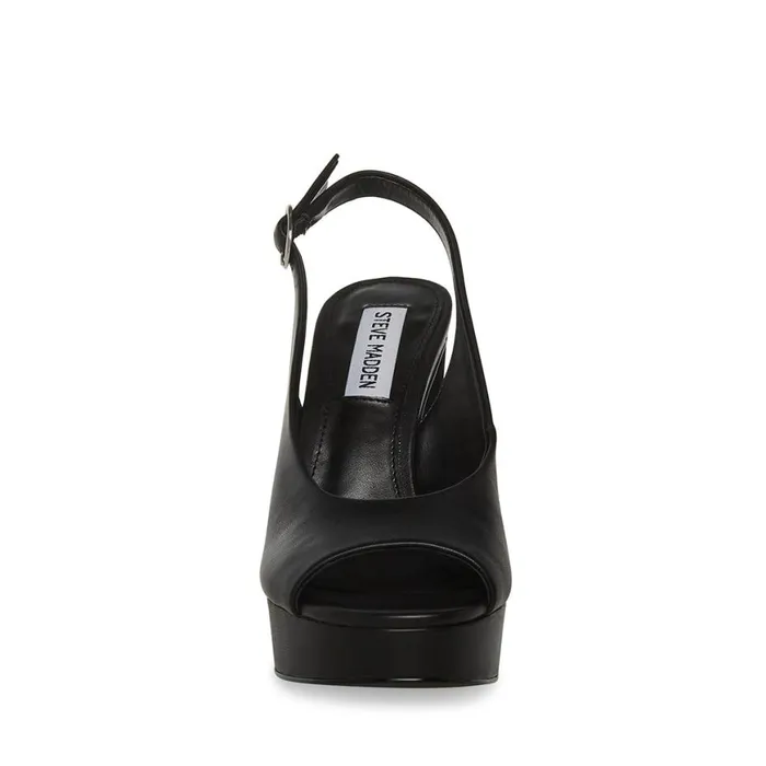 Steve Madden Booker Black Leather Womens Heels