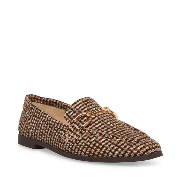 Steve Madden Carrine Brown Plaid Womens Loafers and Flats